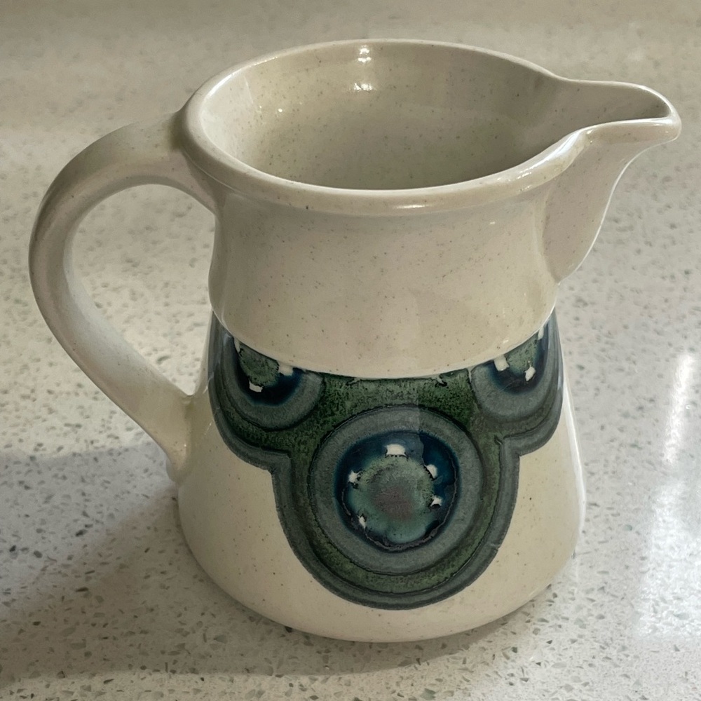 MCM Vintage Galleon Ware Ceramic Creamer Blue Green Made in Canada Pencil Holder